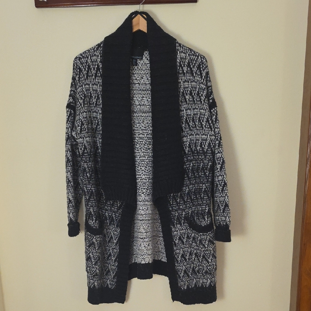 Cynthia Rowley Black and White Cardigan, Size L, Wool/Alpaca Blend